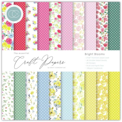 Craft Consortium Double-Sided Paper Pad 6"X6" 40/Pkg Bright Blooms, 20 Designs