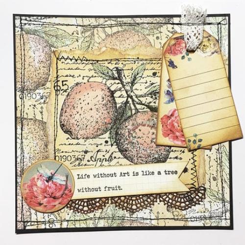 IndigoBlu - Rubber Stamp - Apples A6 Red Rubber Stamp by Kay Halliwell-Sutton