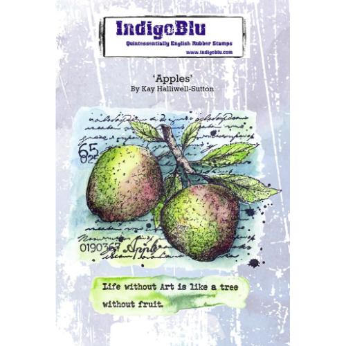 IndigoBlu - Rubber Stamp - Apples A6 Red Rubber Stamp by Kay Halliwell-Sutton