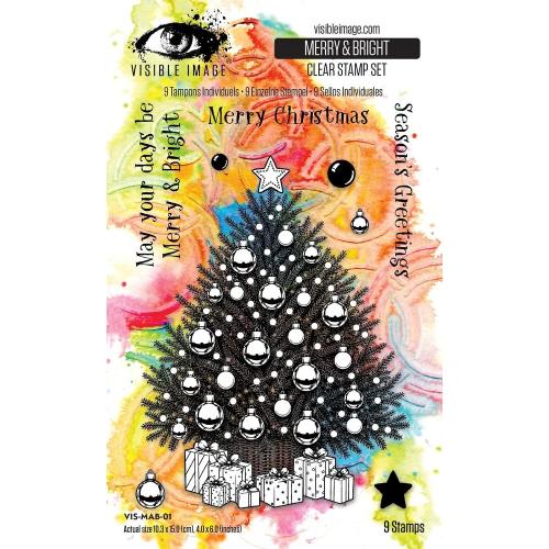 Visible Image Christmas Wrapped Up 4x6 Inch Stamp Set Merry & Bright by Mark Alexander (VIS-MAB-01)