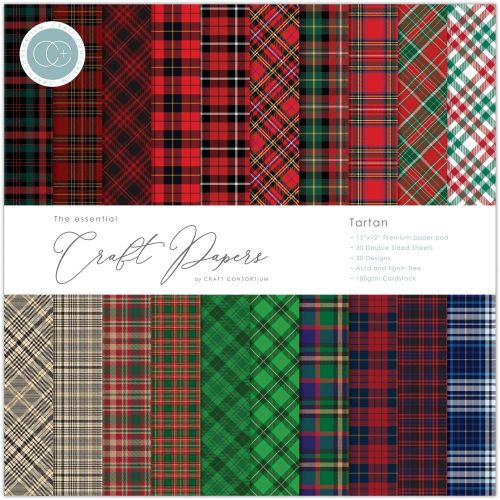 Craft Consortium Double-Sided Paper Pad 12"X12" 30/Pkg Tartan, 20 Designs - Postage as per Actual