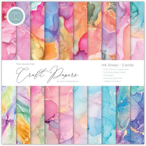 Craft Consortium Double-Sided Paper Pad 8"X8" 30/Pkg Ink Drops Candy, 20 Designs - Postage as per Actual