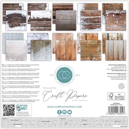 Craft Consortium Double-Sided Paper Pad 12"X12" 30/Pkg Frosted Wood - Postage as per Actual