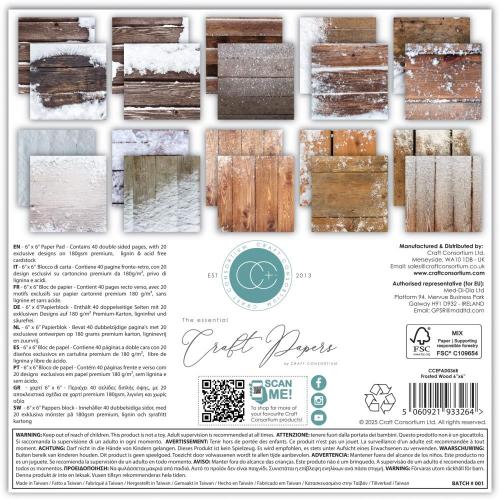 Craft Consortium Double-Sided Paper Pad 6"X6" 40/Pkg Frosted Wood