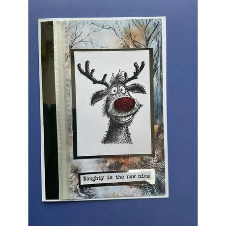 IndigoBlu Cheery Reindeer A6 Red Rubber Stamp (IND1578)