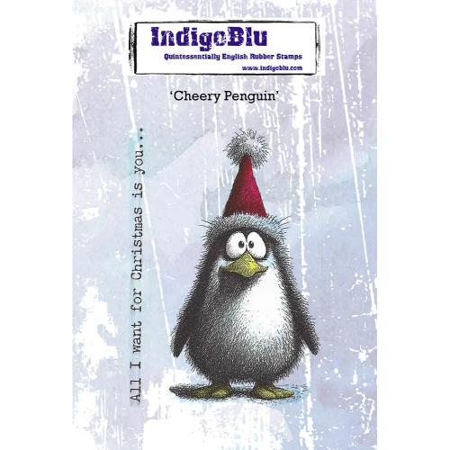 IndigoBlu Cheery Penguin A6 Red Rubber Stamp (IND1579)