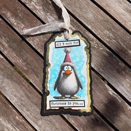 IndigoBlu Cheery Penguin A6 Red Rubber Stamp (IND1579)