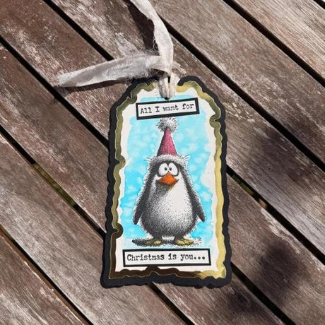IndigoBlu Cheery Penguin A6 Red Rubber Stamp (IND1579)
