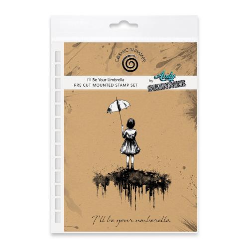 Andy Skinner I'll Be Your Umbrella 3.5 in x 5.25 in Pre Cut Rubber Stamp