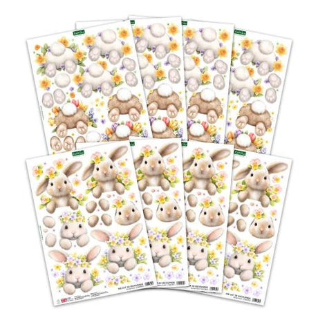 Katy Sue Designs Bunny Kisses & Fluffy Tails 3D Die-Cut Decoupage (8pcs) (11-DCD745)