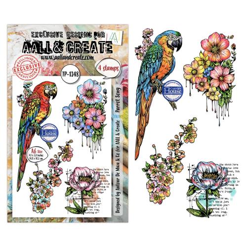 Aall and Create Hearted Nature A6 Stamp Sets Parrot Song by Autour De Mwa & Co (AALL-TP-1348)