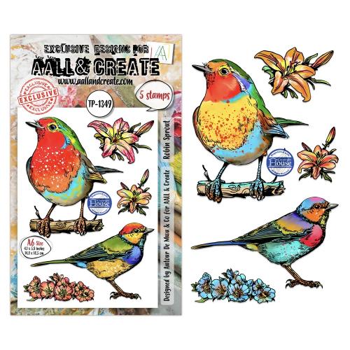 Aall and Create Hearted Nature A6 Stamp Sets Robin Sprout by Autour De Mwa & Co (AALL-TP-1349)