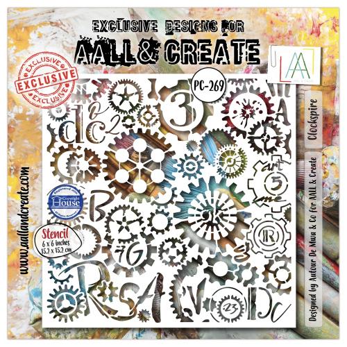 Aall and Create Steamheart Field 6x6 Inch Stencil Clockspire by Autour De Mwa & Co (AALL-PC-269)