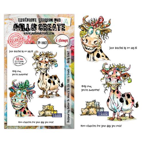 Aall and Create Pun & Paws A6 Stamp Set Holy Cow! (AALL-TP-1407)