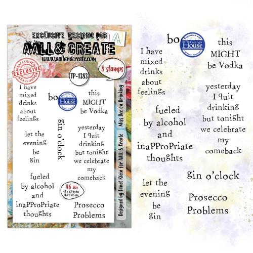 Aall and Create Dee Infiltered A6 Stamp Sets Miss Dee on Drinking by Janet Klein (AALL-TP-1383)