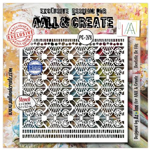 Aall and Create Dentelle Florale 6x6 Inch Stencil Dentelle De Fils by Azoline (AALL-PC-278)