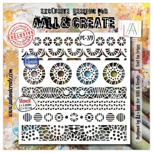 Aall and Create Dentelle Florale 6x6 Inch Stencil Tout En Frises by Azoline (AALL-PC-279)