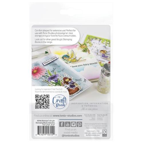 Tonic Studios - Crafters Acrylic Stamping Block Collection 1x1/2x2/3x4 Inch (5314e)