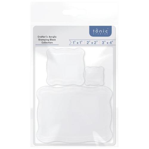 Tonic Studios - Crafters Acrylic Stamping Block Collection 1x1/2x2/3x4 Inch (5314e)