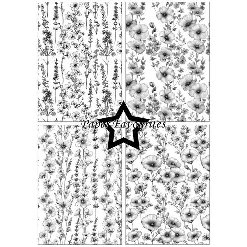Paper Favourites Black & White Floral A5 Paper Pack (PFA225)