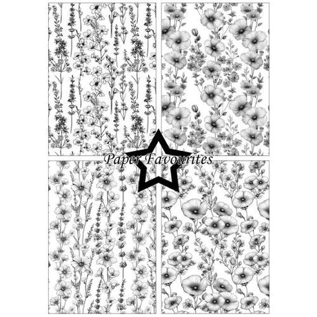 Paper Favourites Black & White Floral A5 Paper Pack (PFA225)