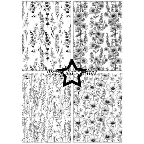 Paper Favourites Black & White Floral A5 Paper Pack (PFA225)