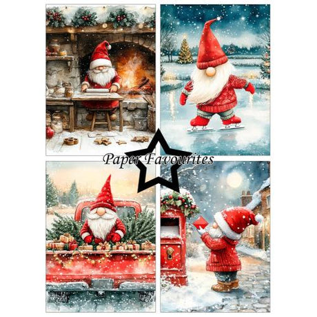 Paper Favourites Christmas Gnomes #2 A6 Paper Pack (PFA630)