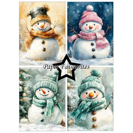 Paper Favourites Christmas Snowman A6 Paper Pack (PFA632)