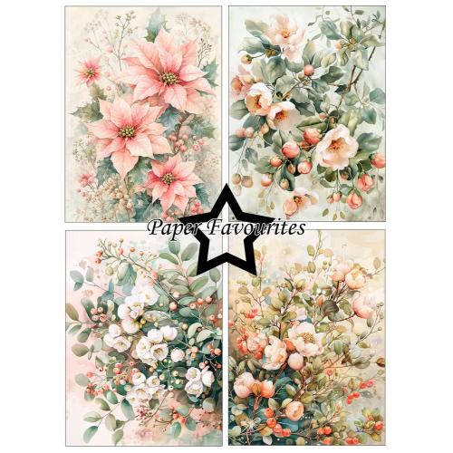 Paper Favourites Christmas Flowers A6 Paper Pack (PFA633)