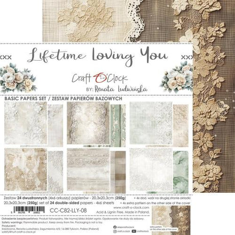 Craft O'Clock Lifetime Loving You 8x8 Inch Basic Papers Set (CC-C82-LLY-08)