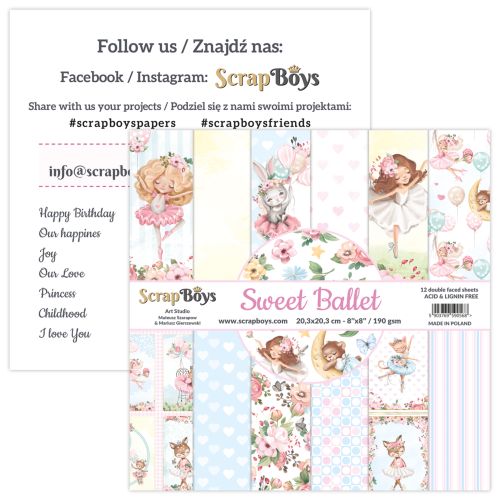 ScrapBoys Sweet Ballet 8x8 Inch Paper Pad