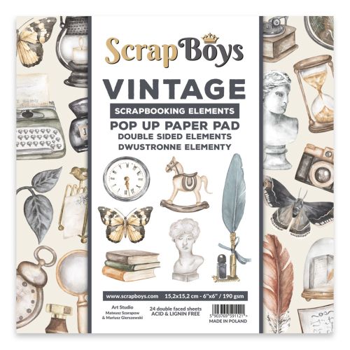 ScrapBoys Vintage 6x6 Inch Pop Up Paper Pad