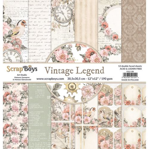 ScrapBoys Vintage Legend 12x12 Inch Paper Pack - Postage as per Actual