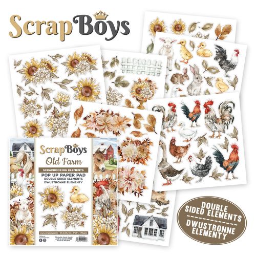 ScrapBoys Old Farm 6x6 Inch Pop Up Paper Pad