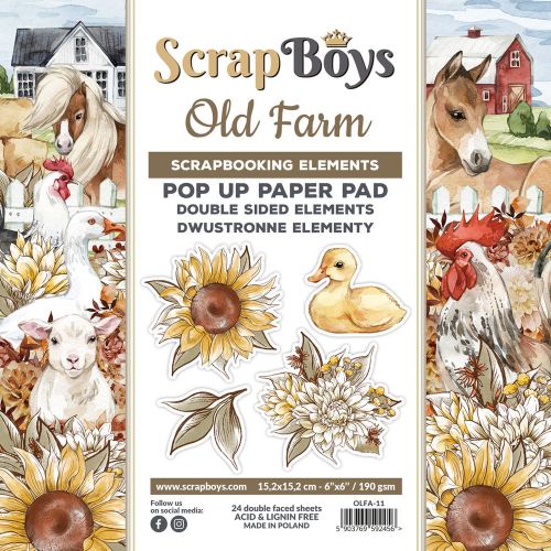 ScrapBoys Old Farm 6x6 Inch Pop Up Paper Pad