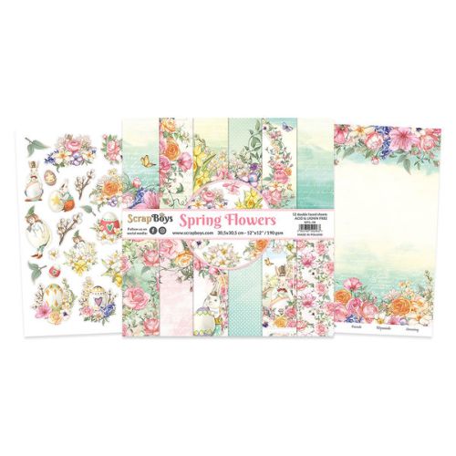 ScrapBoys Spring Flowers 12x12 Inch Paper Pack - Postage as per Actual