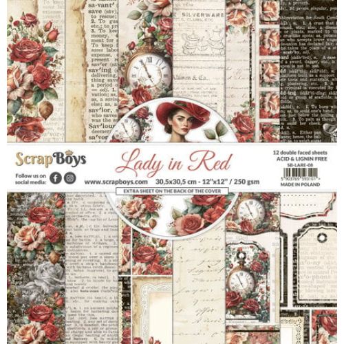 ScrapBoys Lady in Red 12x12 Inch Paper Pack - Postage as per Actual