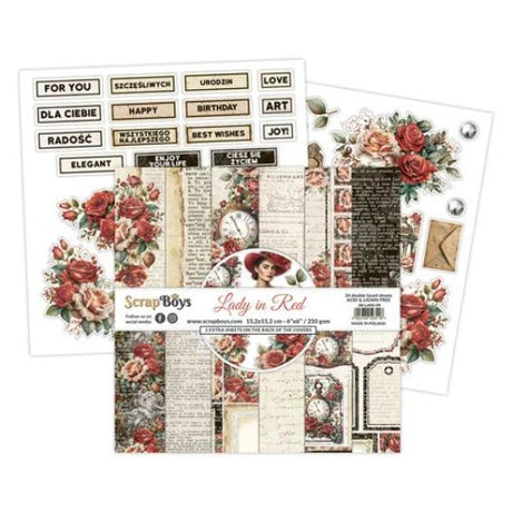 ScrapBoys Lady in Red 6x6 Inch Paper Pad