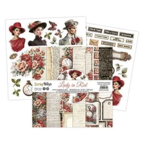 ScrapBoys Lady in Red 8x8 Inch Paper Pad