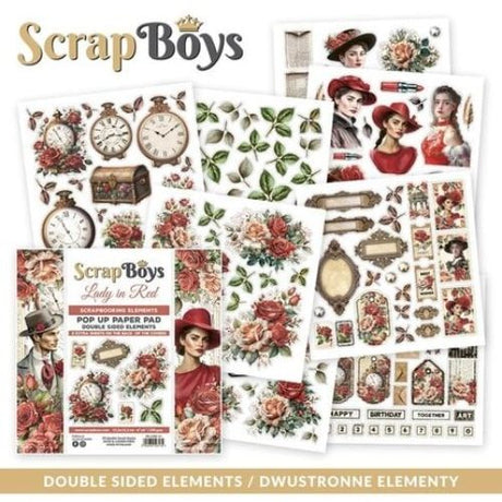 ScrapBoys Lady in Red 6x6 Inch Pop Up Paper Pad