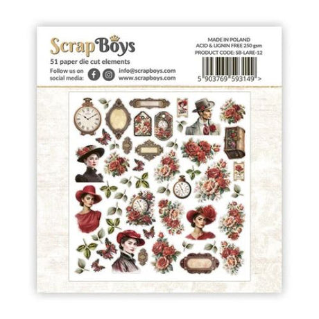 ScrapBoys Lady in Red Double Sided Die Cut Elements 51 pcs