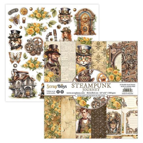 ScrapBoys Steampunk Journey 12x12 Inch Paper Pack (SB-STJO-08) - Postage as per Actual