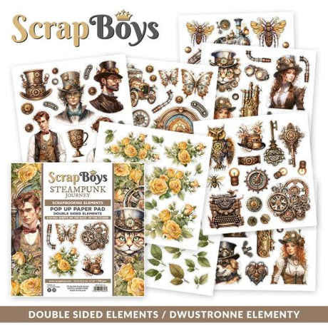 ScrapBoys Steampunk Journey 6x6 Inch Pop Up Paper Pad (SB-STJO-11)