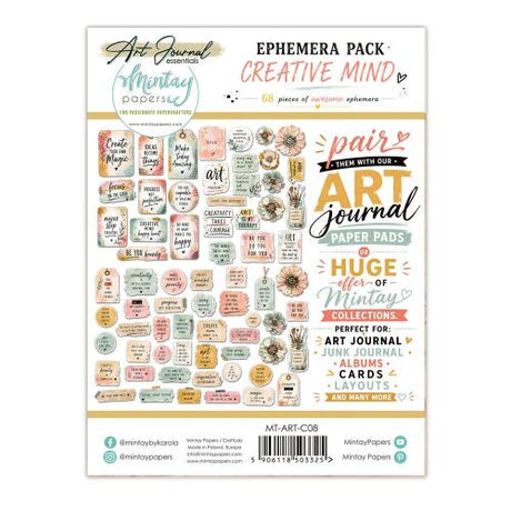 Mintay Art Journal Ephemera Pack Creative Mind (68pcs) (MT-ART-C08)