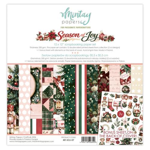Mintay Season of Joy 12x12 Inch Scrapbooking Paper Set (MT-SOJ-07) - Postage as per Actual