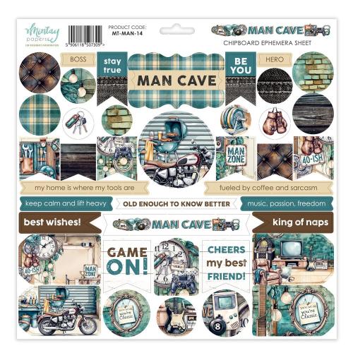 Mintay Man Cave 12x12 Inch Chipboard Ephemera Sheet (MT-MAN-14) - Postage as per Actual