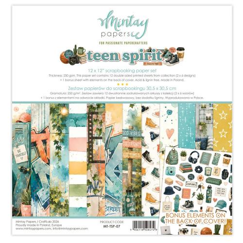 Mintay Teen Spirit 12x12 Inch Scrapbooking Paper Set (MT-TSP-07) - Postage as per Actual