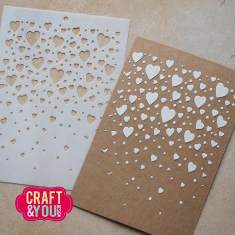 Craft & You Design Floating Hearts A6 Stencil (SC019)