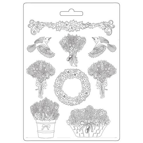 Stamperia Soft Maxi Mould 8.5"X11.5"-Garlands & Bouquets, Provence- K3PTA4527 - Postage as per Actual
