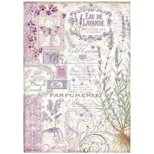 Stamperia Rice Paper Sheet A4-Eau De Lavande, Provence